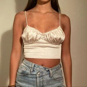 Princess Polly Champagne Silk Crop Top